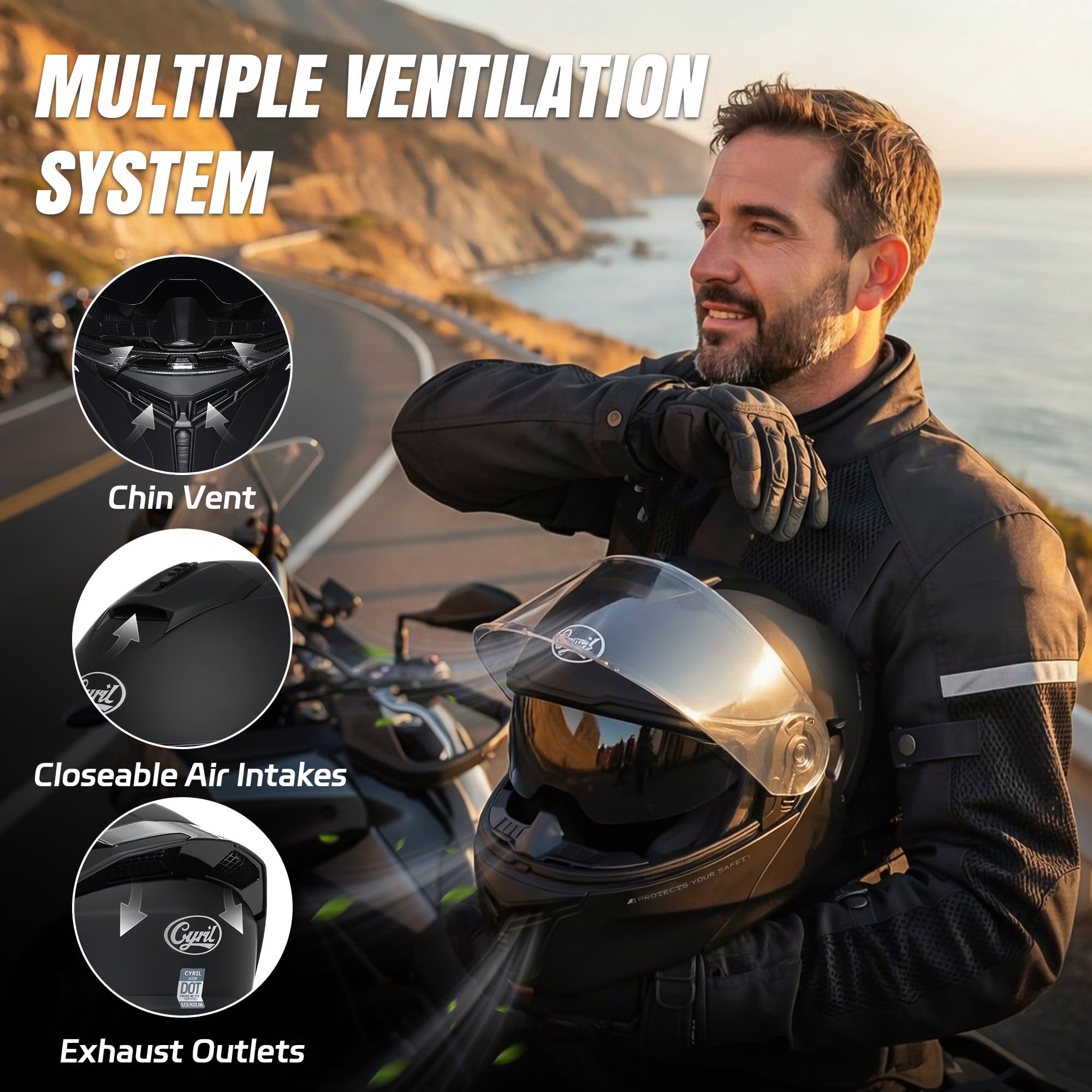 CYRIL dual-visor outer with smoky shield for variable light control