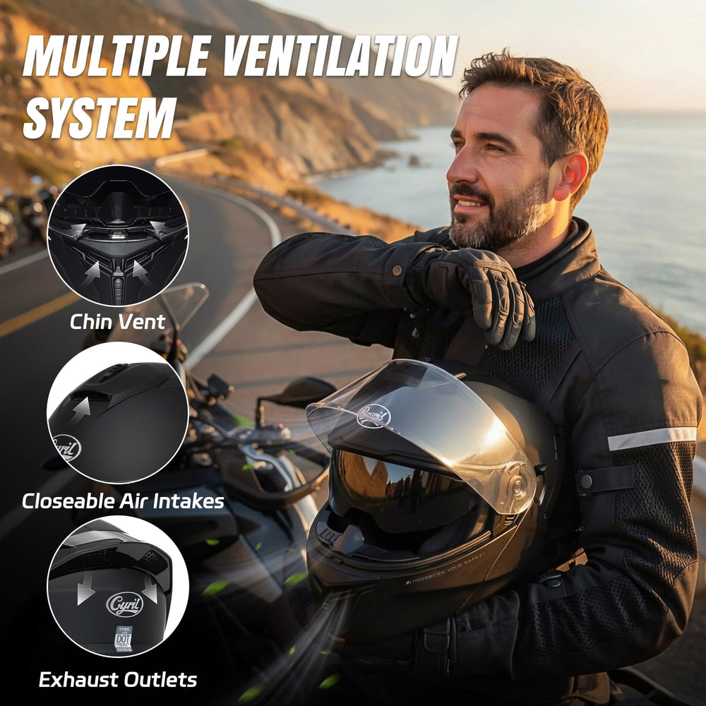 CYRIL dual-visor outer with smoky shield for variable light control