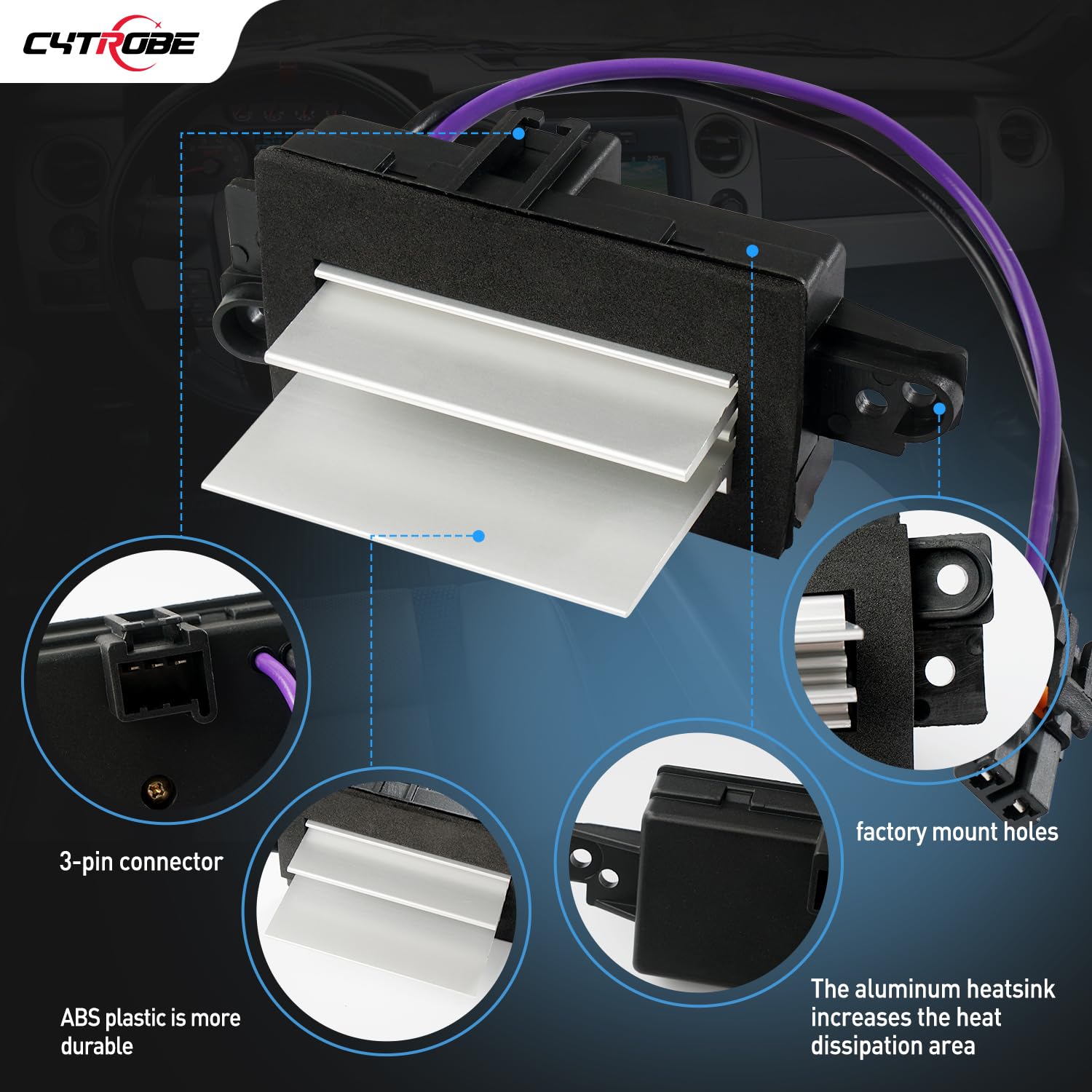 CYTROBE AC blower resistor installed in a vehicle for a simple fit.