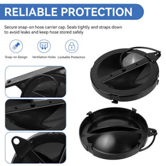 Black ABS end cap fits securely on RV sewer hose carrier.