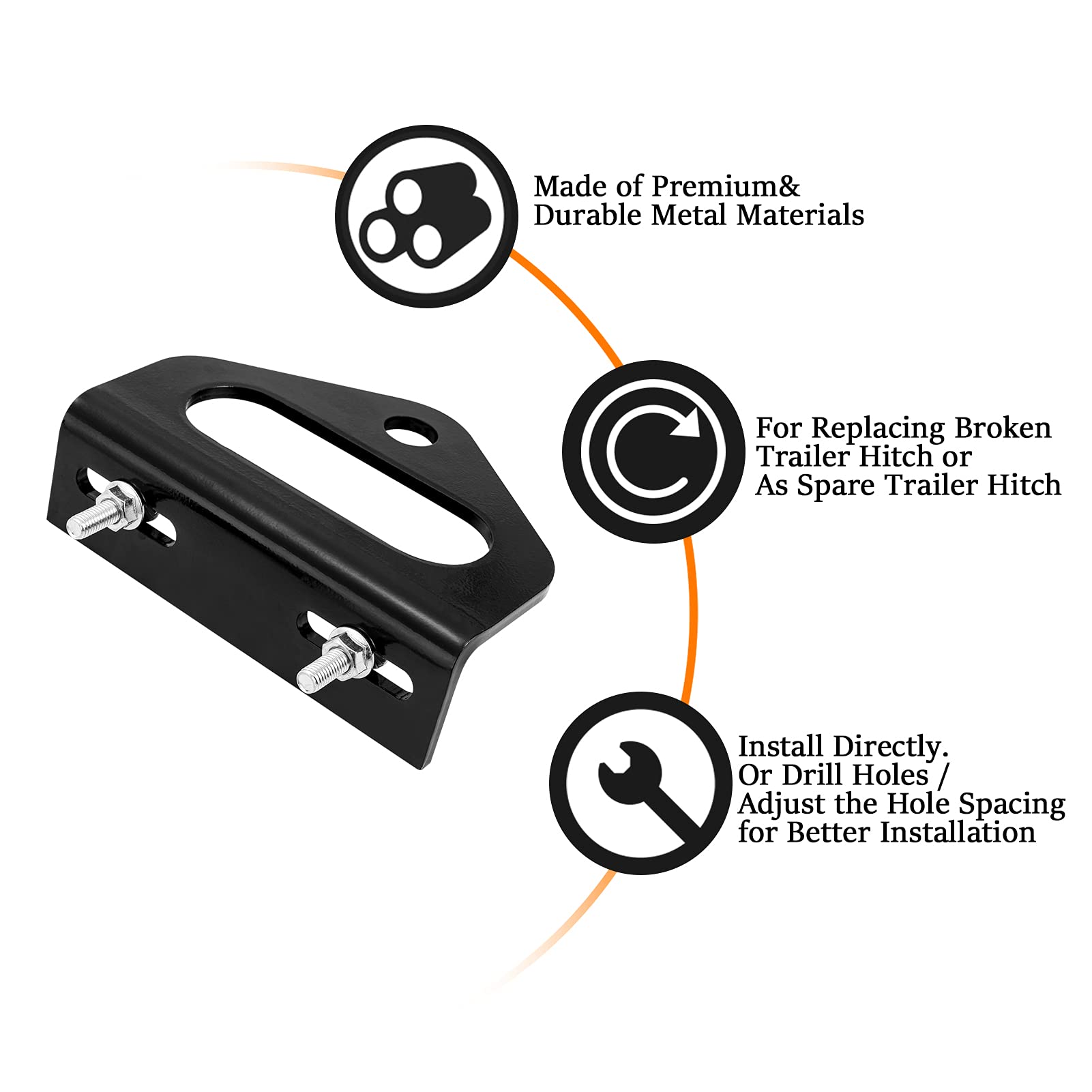 CZC AUTO 3/4 inch pin hole allows secure attachment.