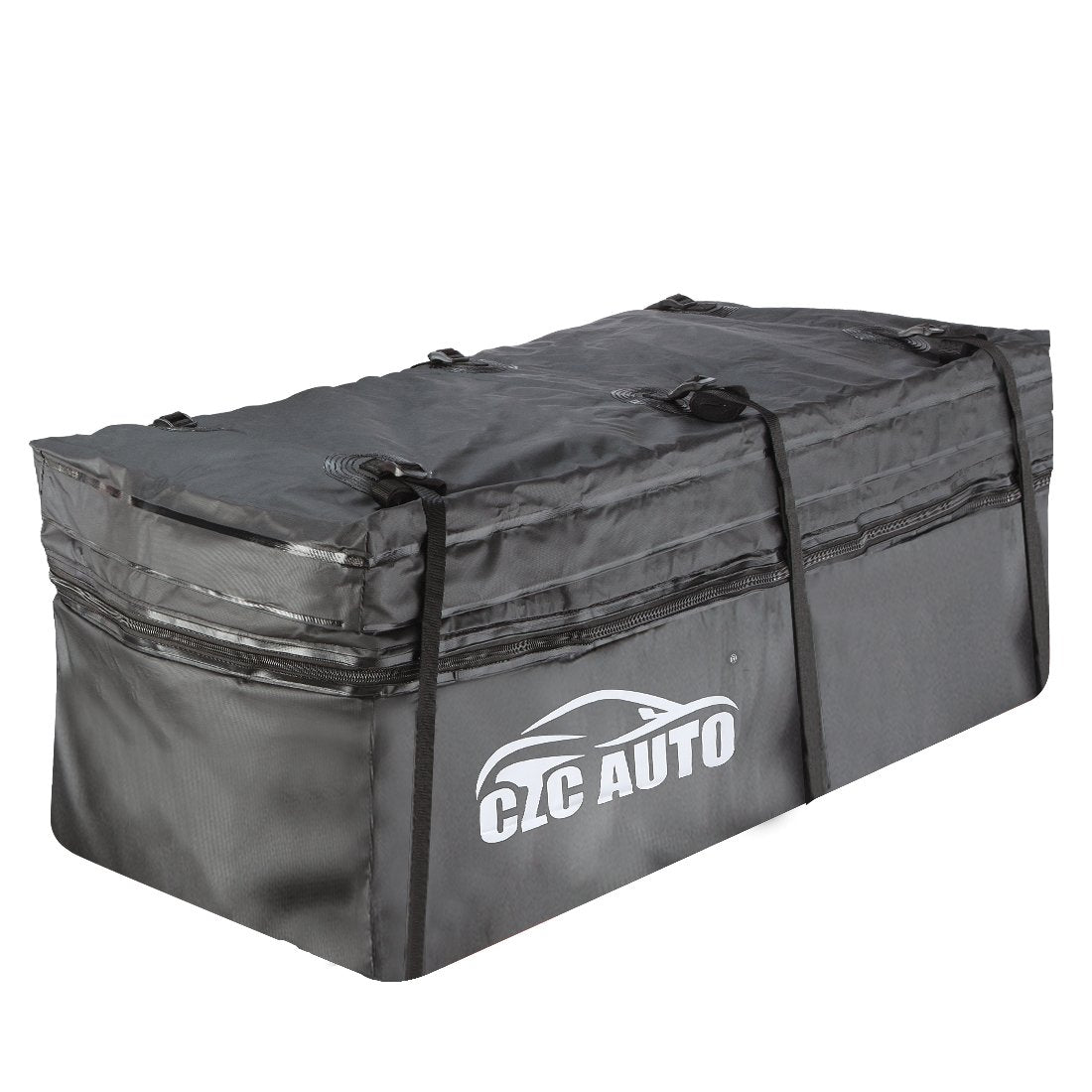 CZC AUTO expandable hitch carrier bag showing extended capacity for larger items