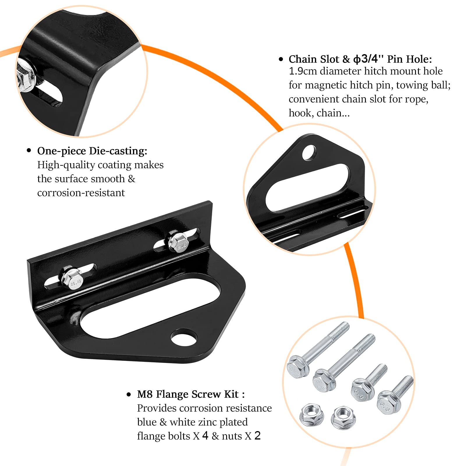 CZC AUTO heavy-duty steel hitch tolerates rugged outdoor use.