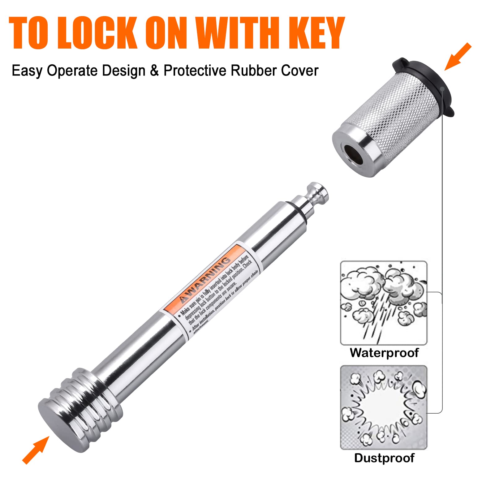 CZC AUTO chrome coated hitch lock resists corrosion for outdoor use