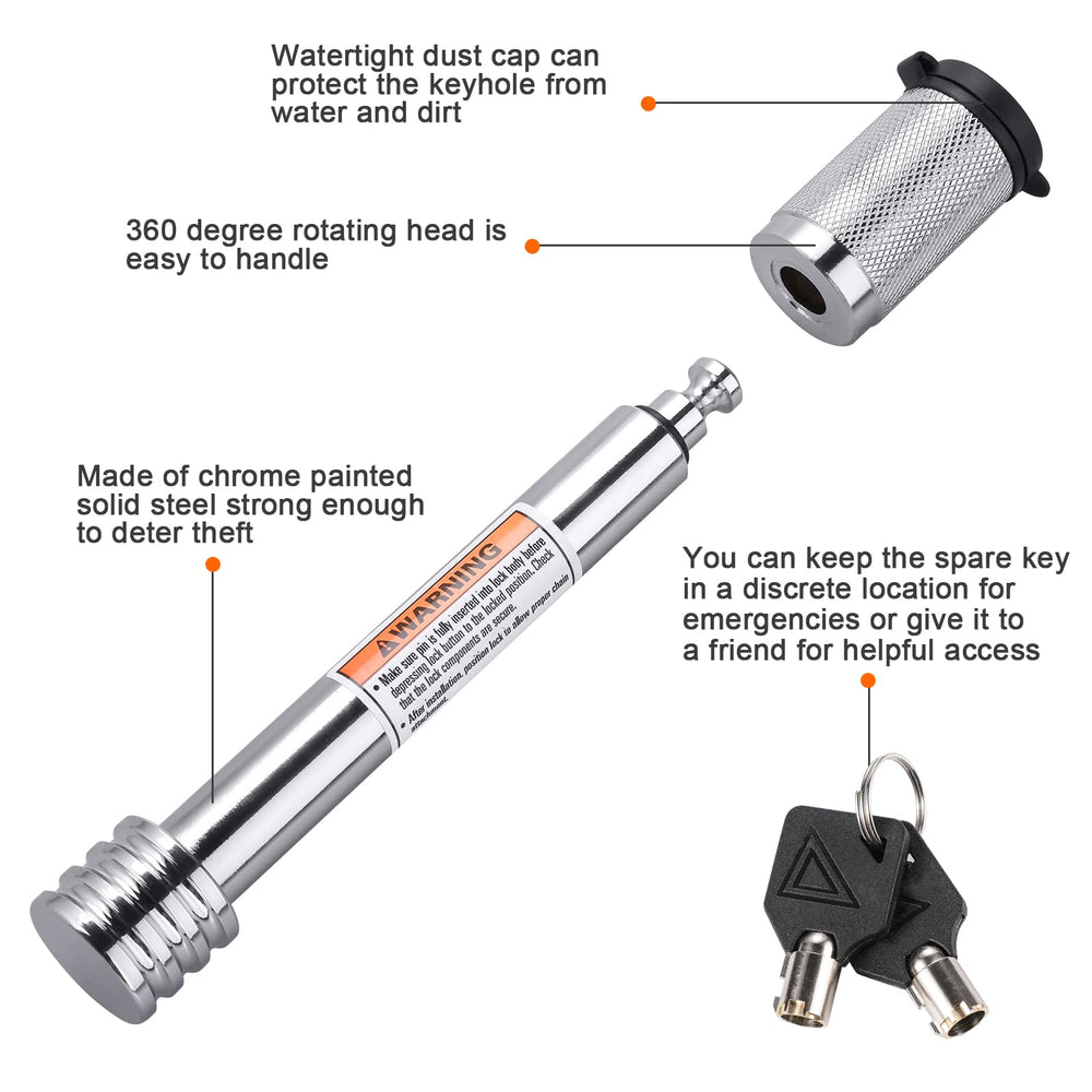 CZC AUTO Class III IV hitch lock fits broad receivers for versatile towing