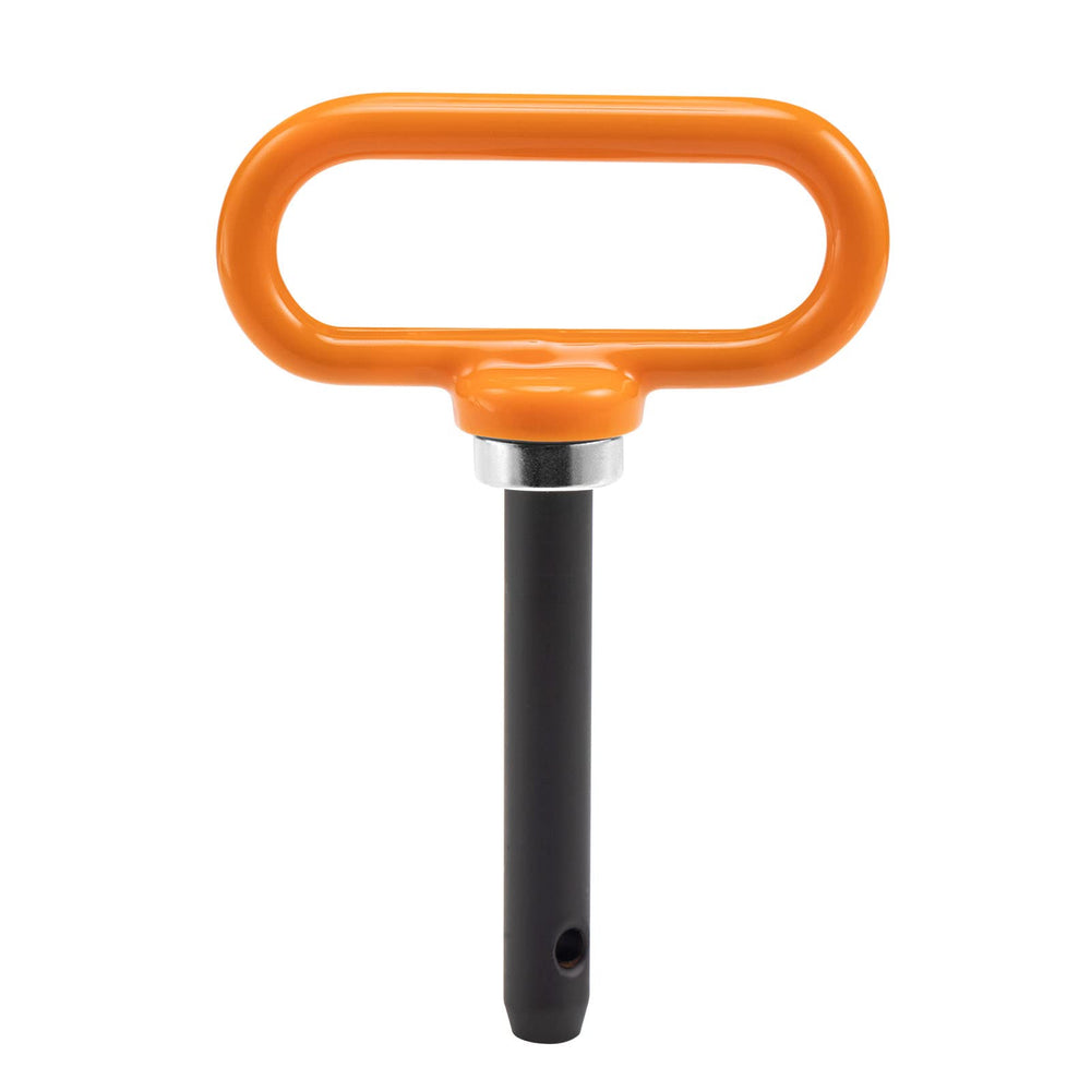 CZC AUTO magnetic hitch pin securing a 5/8 inch hitch on a lawn trailer