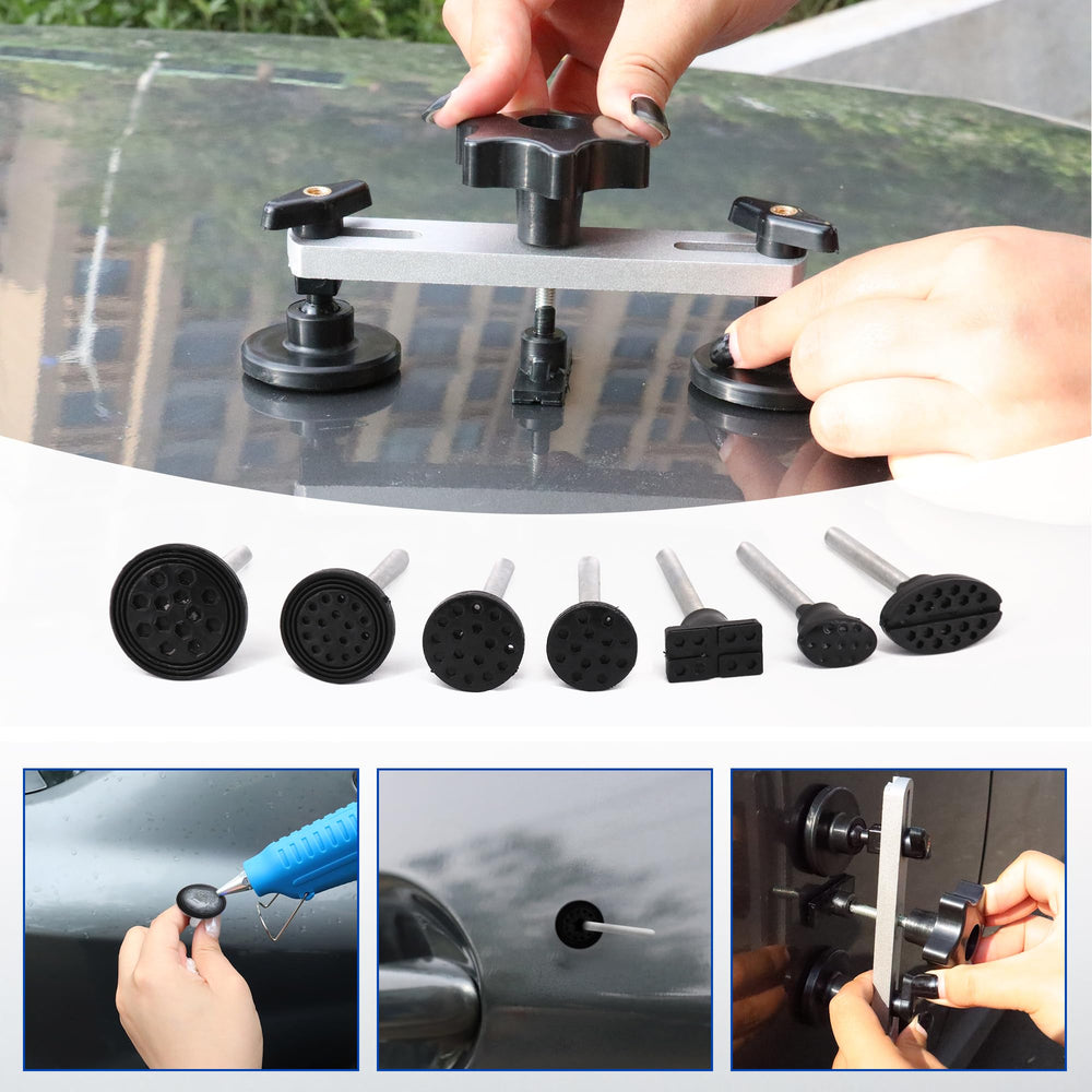 CZJCMECH dent repair tool set with bridge puller for medium dents.