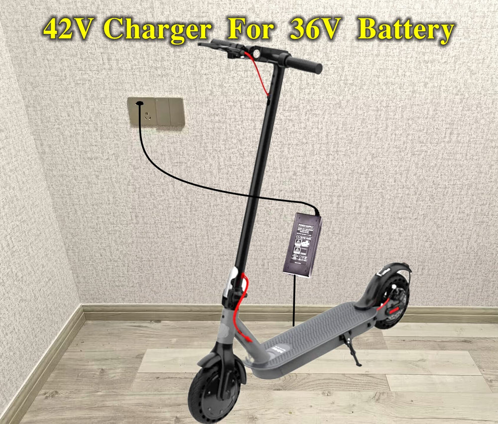 CZJIAWO 42V 2A charger for Hiboy S2 Pro with smart LEDs for easy monitoring.