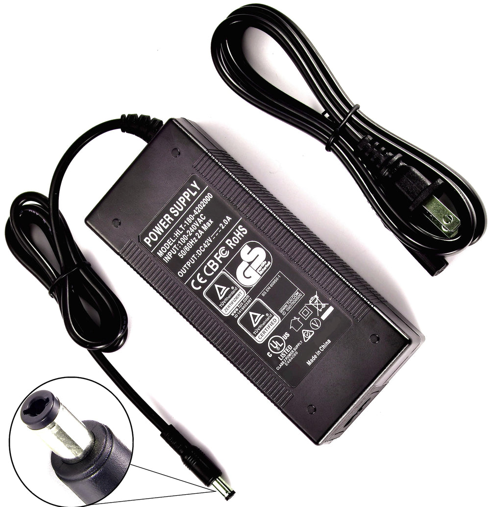 CZJIAWO 42V 2A charger for Hiboy S2 scooter with dual LED indicators for clear status.