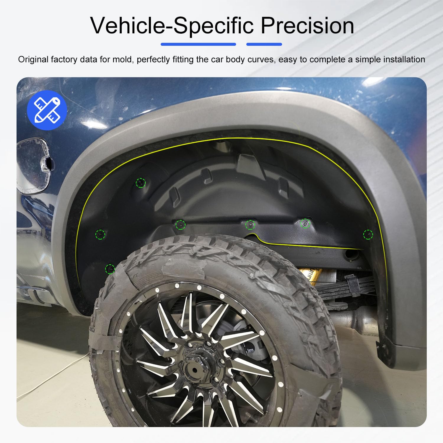 CZmenghe wheel well liner replacement for Silverado 1500 provides durable splash protection.