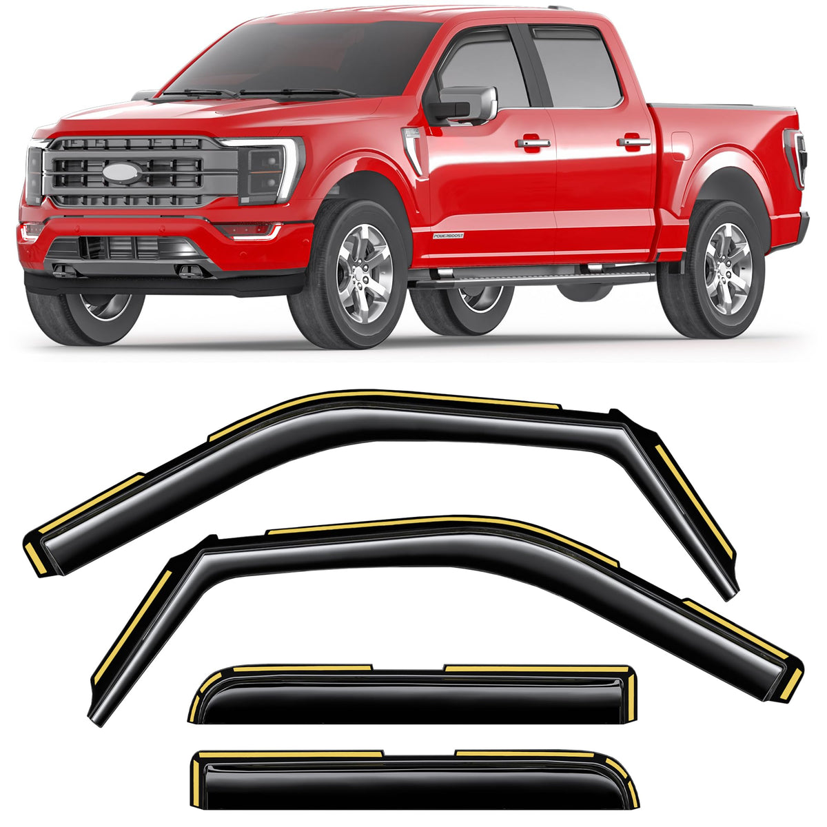 CZShiYue in-channel rain guards provide a secure fit for Ford F-150, keeping rain out while driving.