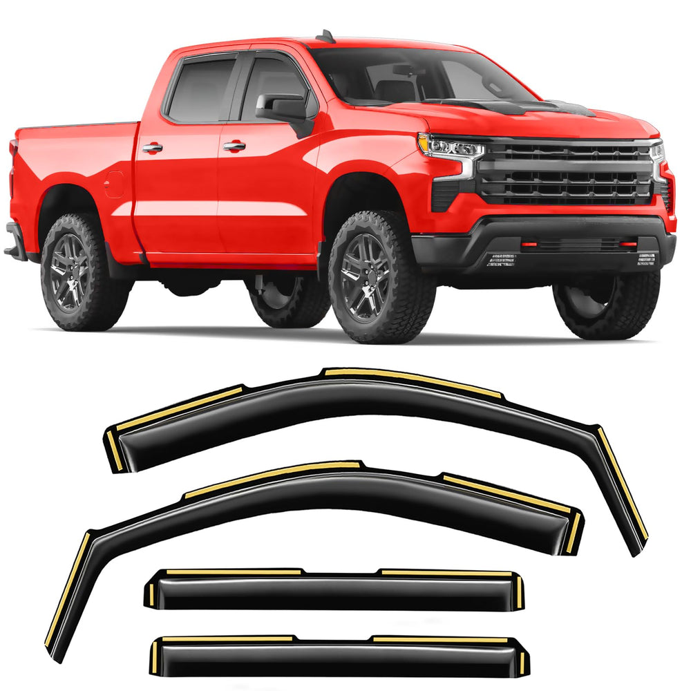 CZShiYue in-channel rain guards on Silverado Sierra front view protect against rain while driving