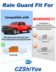 CZShiYue guards mounted on a GMC Sierra crew cab blend with the exterior for a clean look.