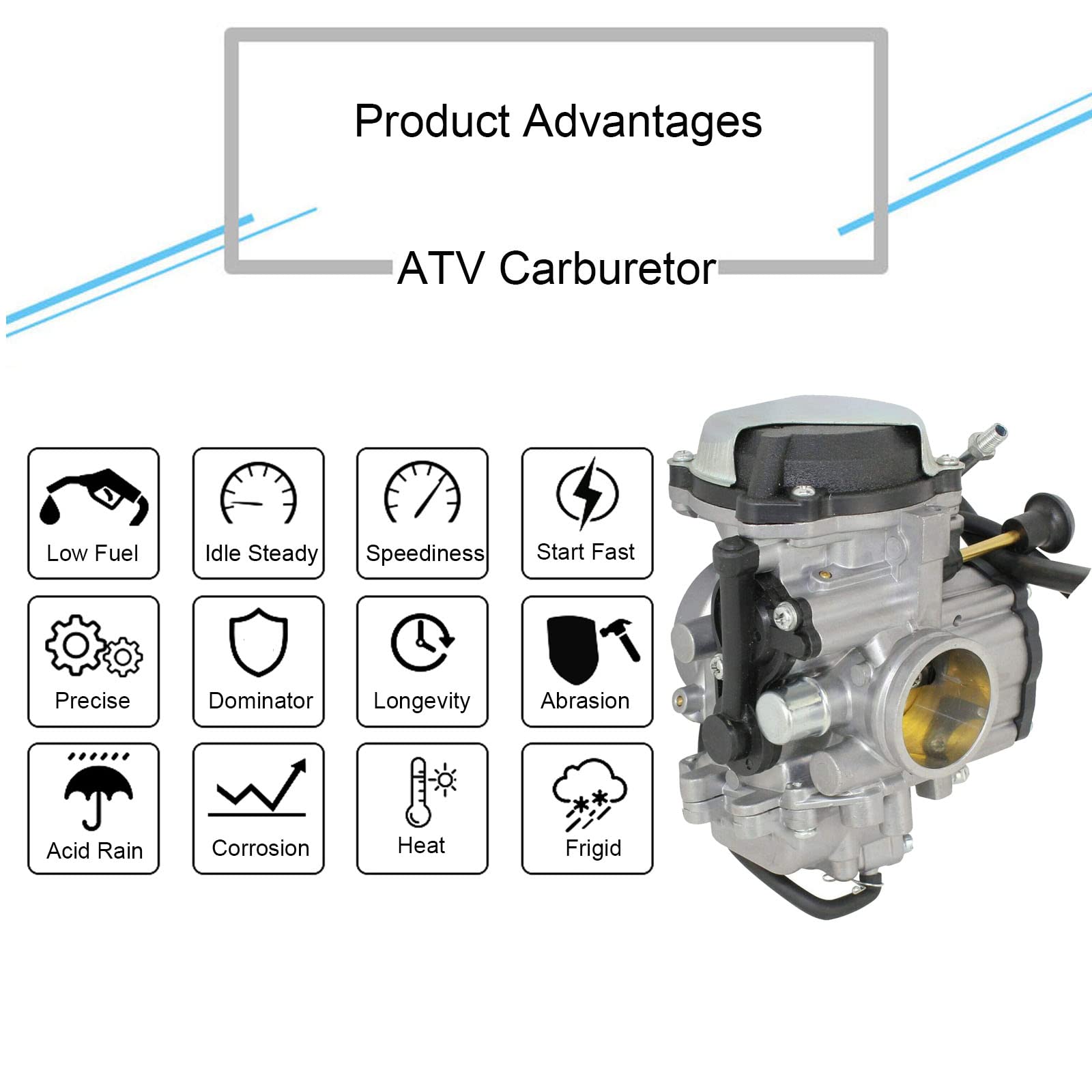 Czsmbt Carburetor kit contents including spark plug, fuel filter, and jets.