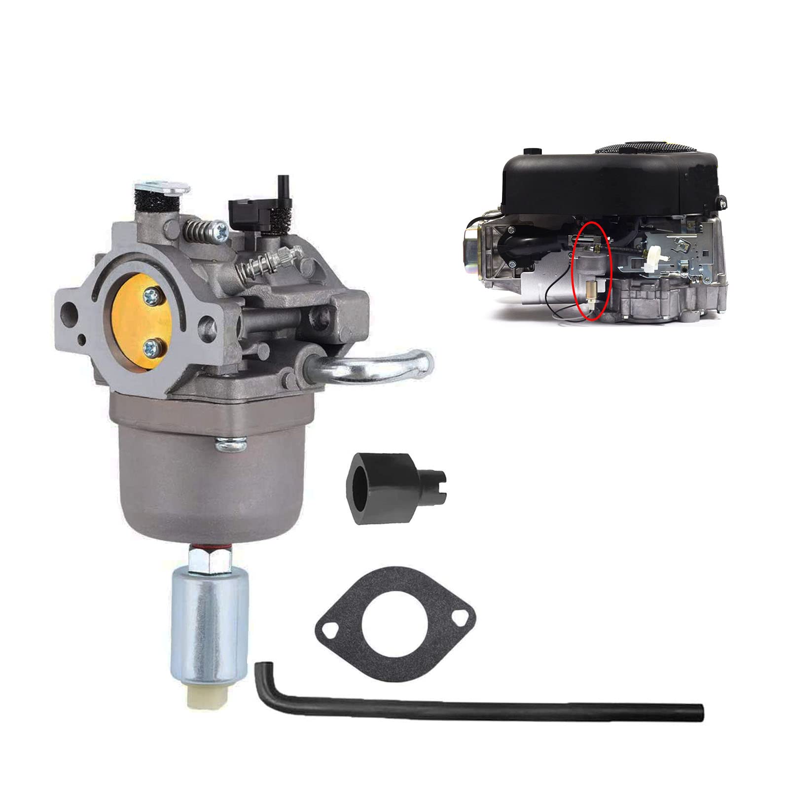 czsmbt carburetor replacement 331877 front view shows compact, precise fit for 14-18hp intek engines