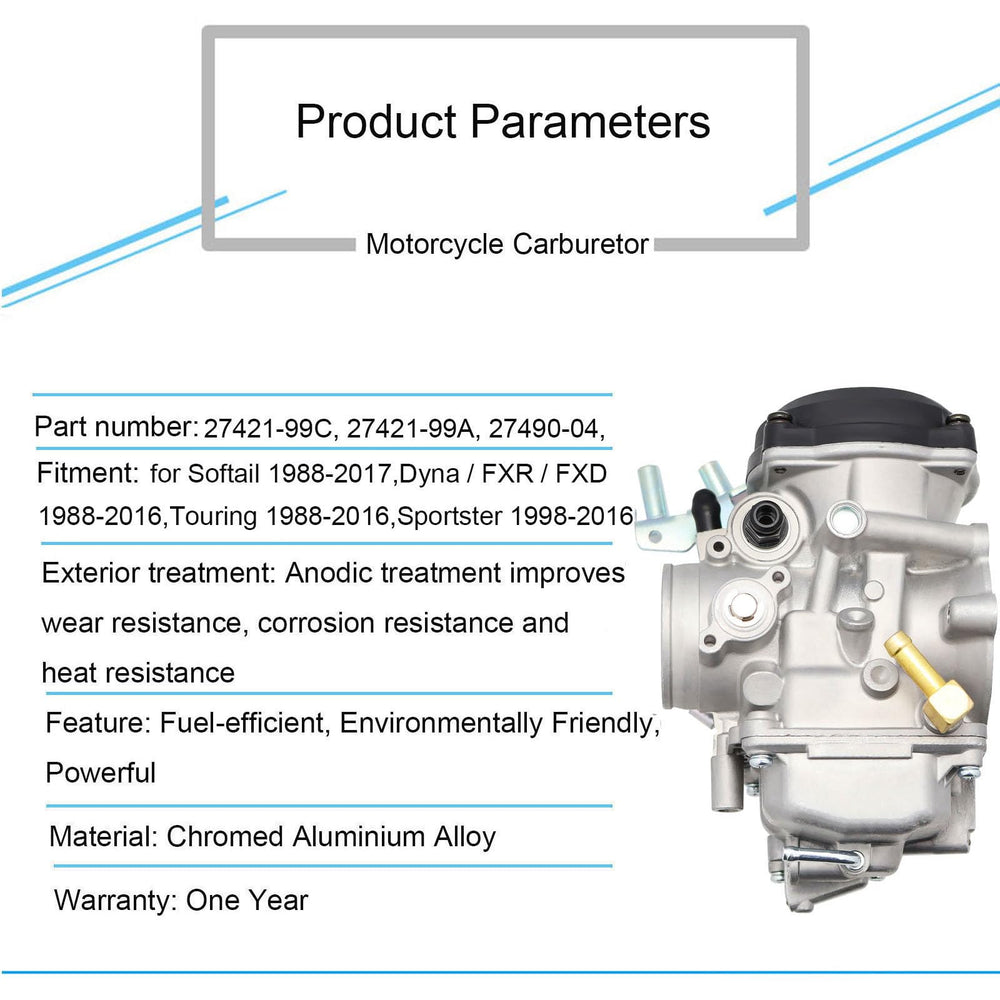 Close-up of CV40 carburetor assembly highlighting jets and mounting