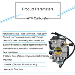 Czsmbt Yamaha Big Bear 350 carburetor packed with accessories.