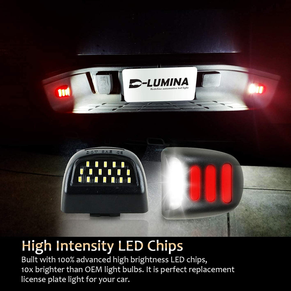 D-Lumina license plate light set compatibility with GM trucks and SUVs.