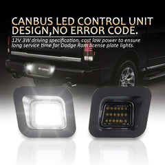 D-Lumina 6000K diamond white license plate light assembly with 18 SMD LEDs for clear rear view.