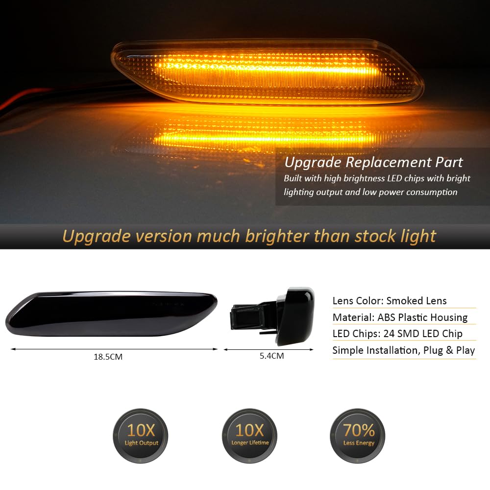 D-Lumina Mini Cooper front-right LED side marker improves visibility at night
