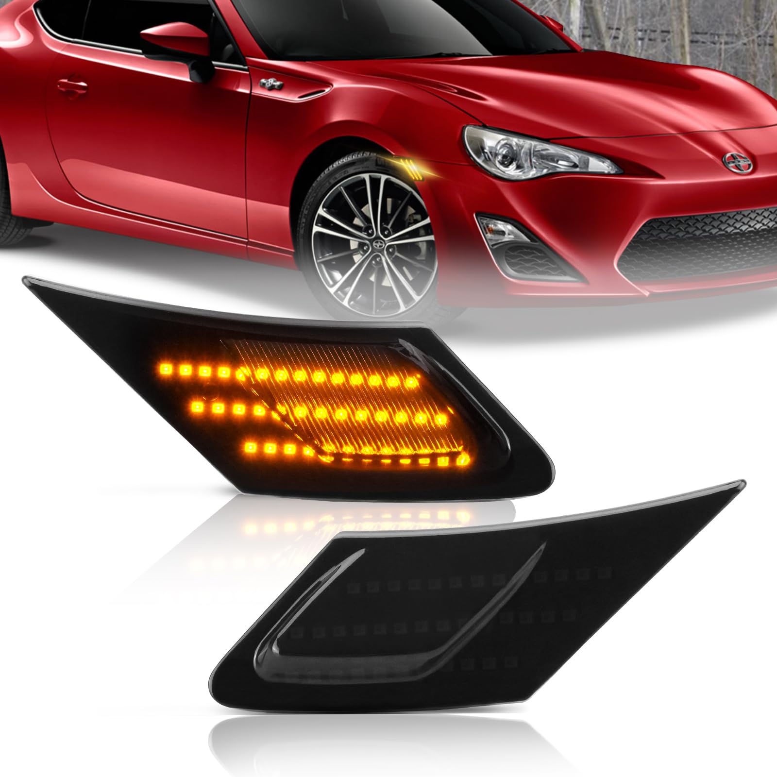 D-Lumina smoked amber side marker for BRZ enhances visibility and style.