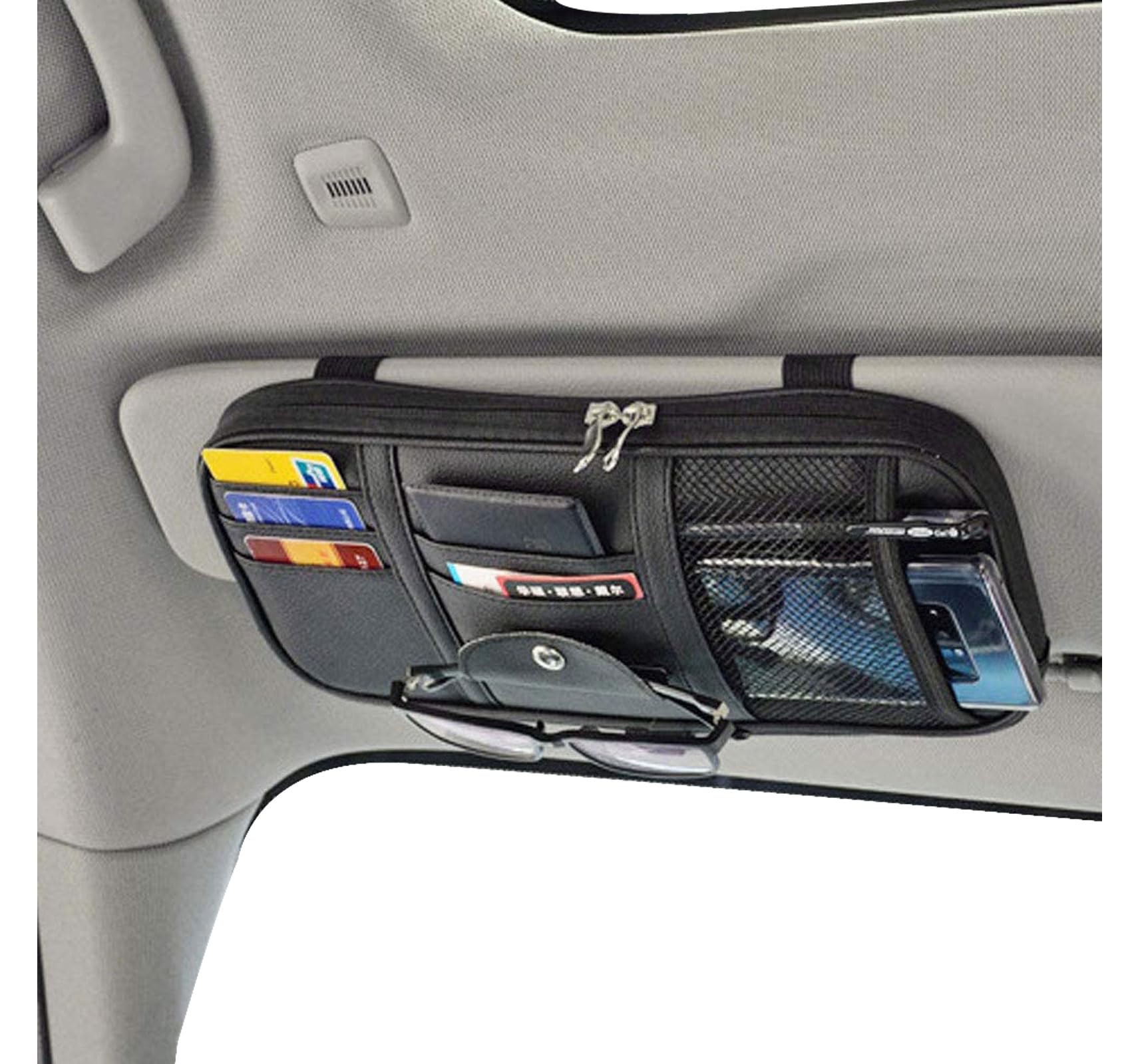 Da by Car Sun Visor Organizer with multi-pocket layout keeps essentials within easy reach.