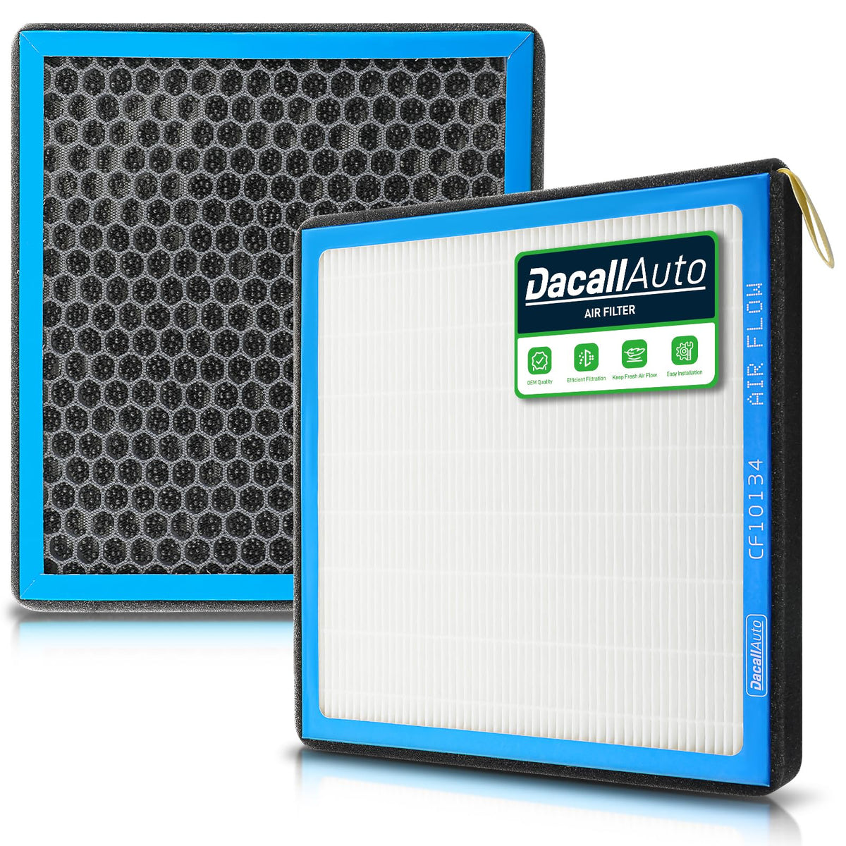 Dacall CF10134 activated carbon cabin filter front view improves air quality