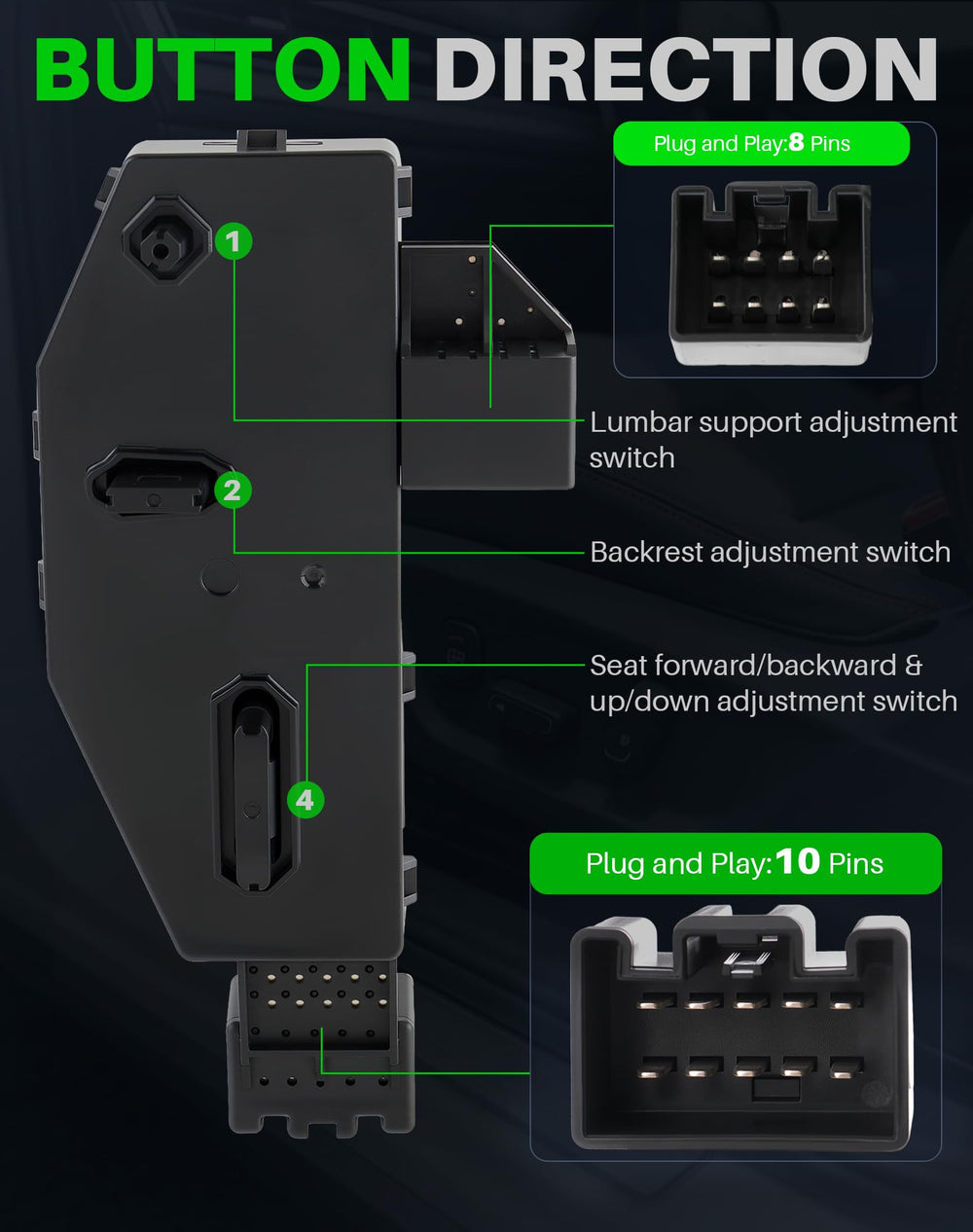 Dacall GMC Sierra front-left seat switch provides precise multi-directional adjustment