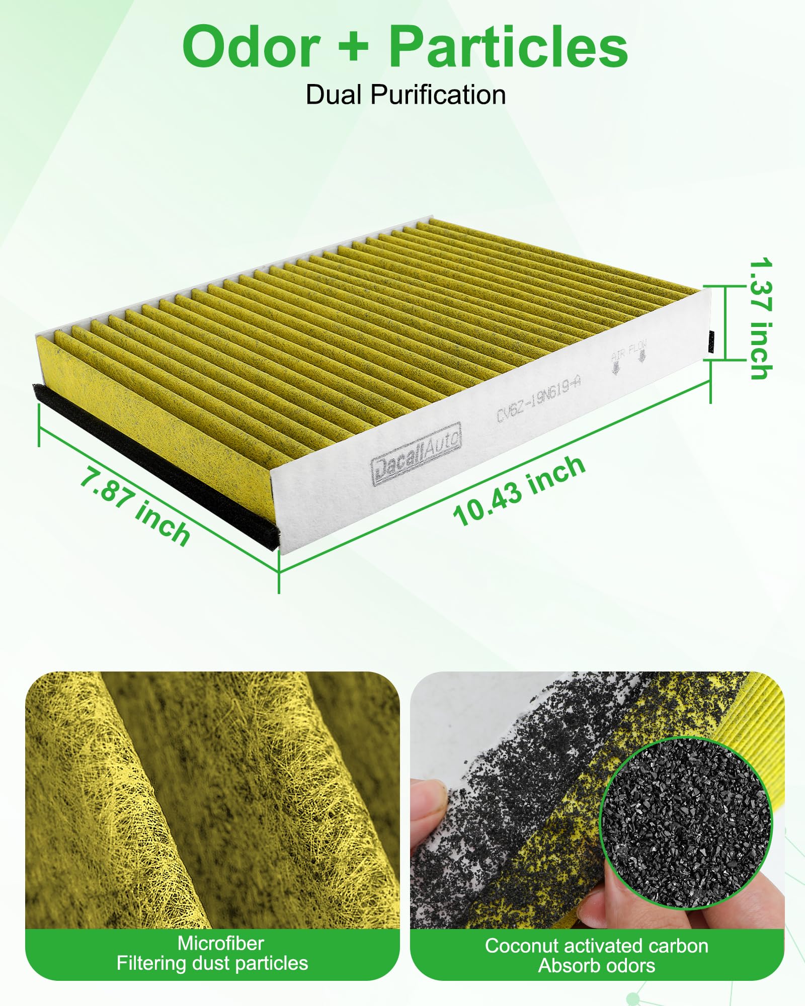 Dacall engine air filter close-up emphasizing precise fit and filtration.