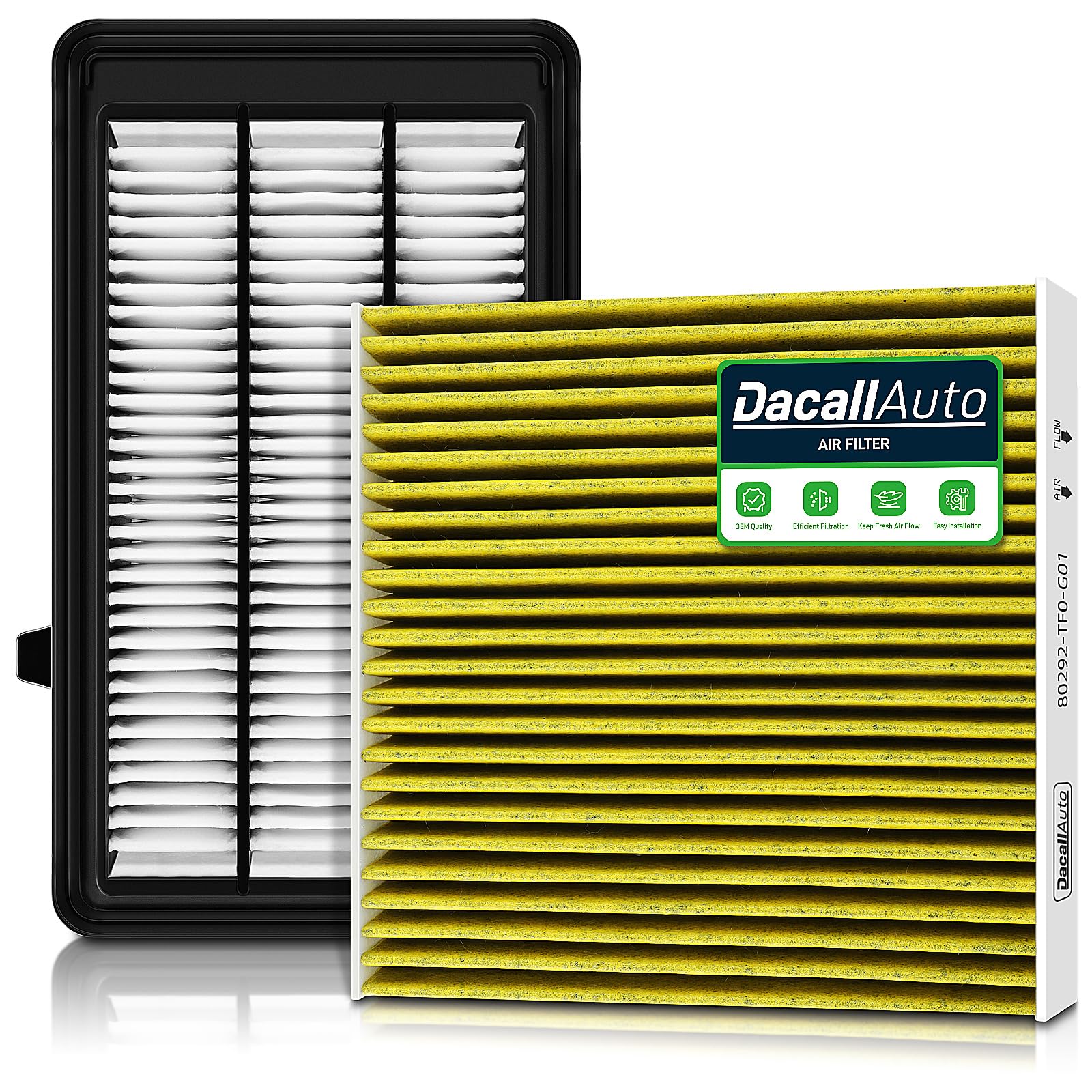 Dacall engine and cabin filter set for Honda CR-V and Civic 1.5L Turbo.