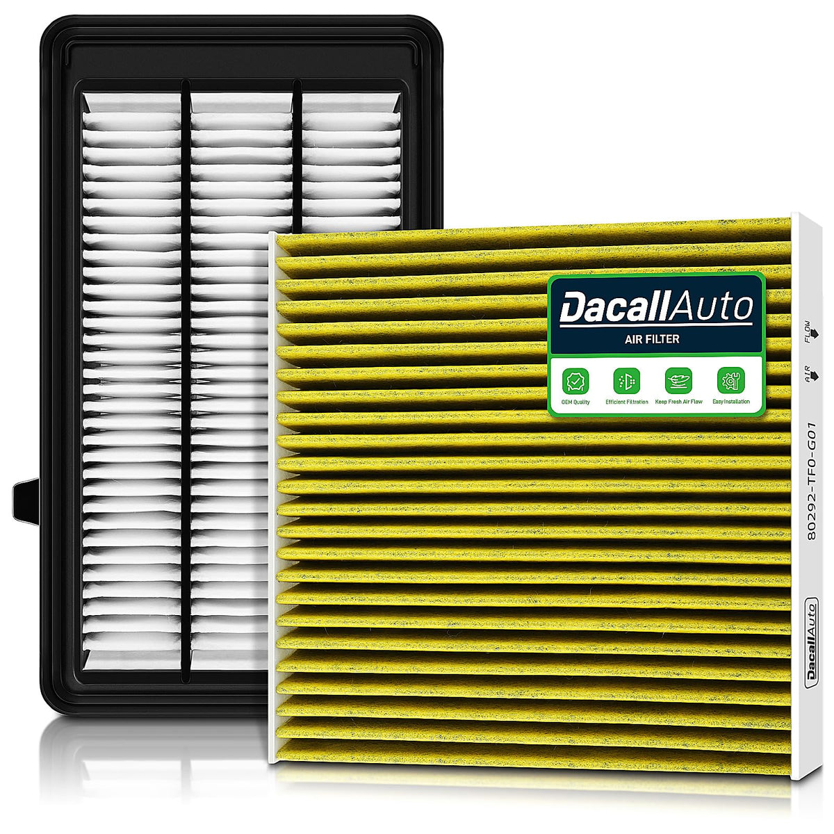 Dacall engine and cabin filter set for Honda CR-V and Civic 1.5L Turbo.