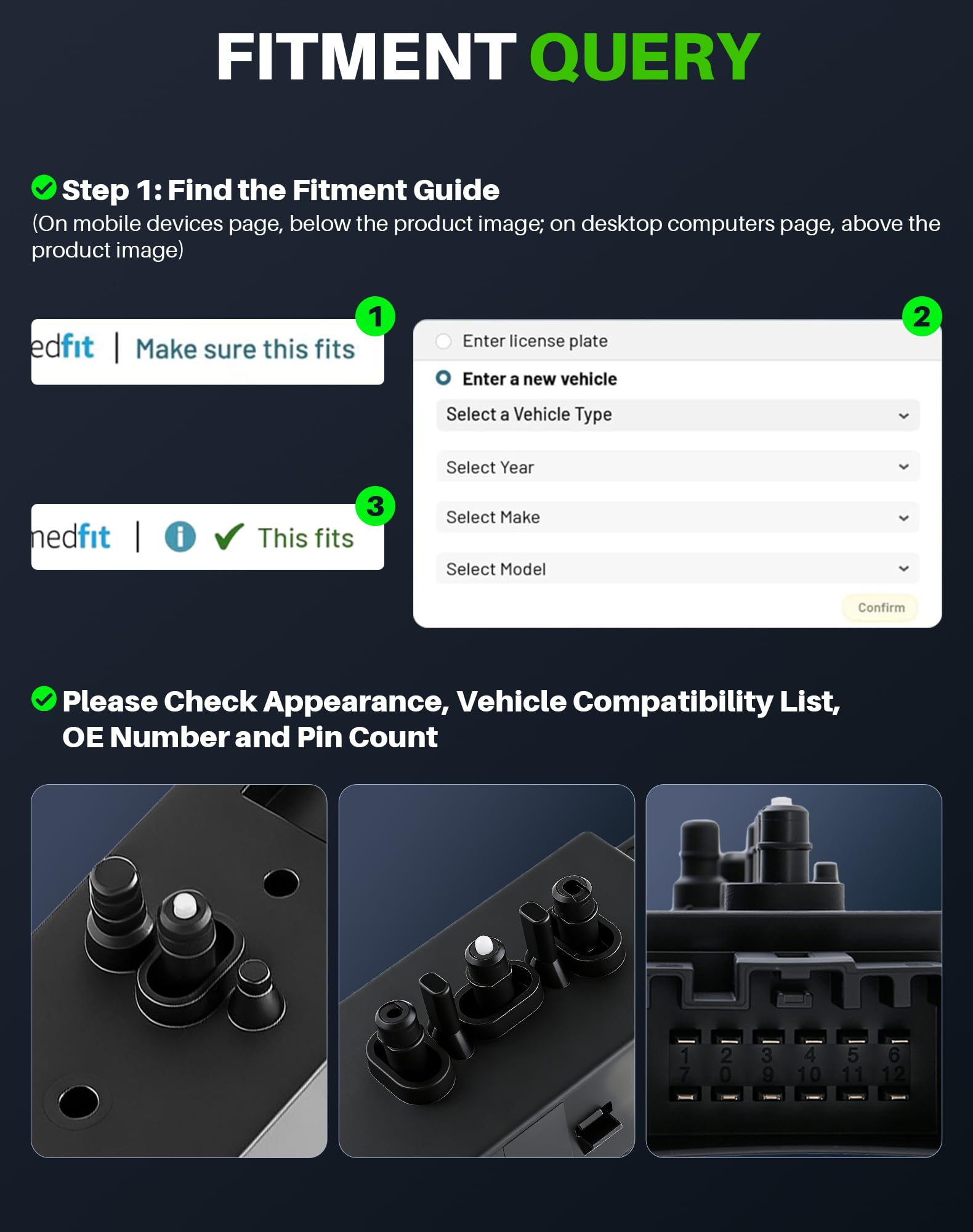 Dacall front-right-passenger-side compatibility chart confirms model range.