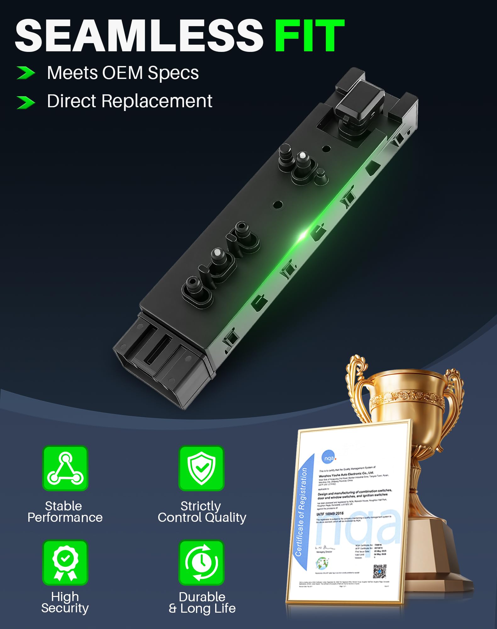 Dacall connectors detail highlights durable contacts for lasting performance.