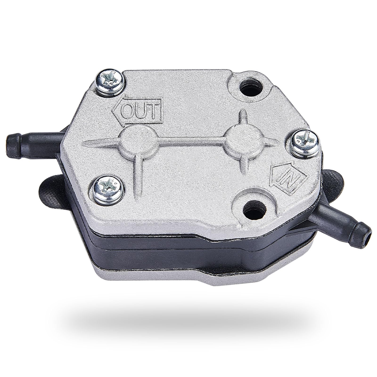 DAFGSEA Yamaha outboard fuel pump assembly front view showing compatibility with multiple HP ranges
