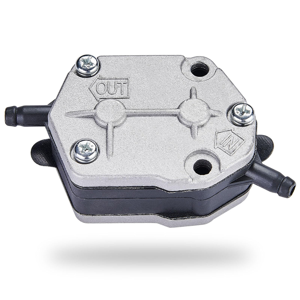 DAFGSEA Yamaha outboard fuel pump assembly front view showing compatibility with multiple HP ranges