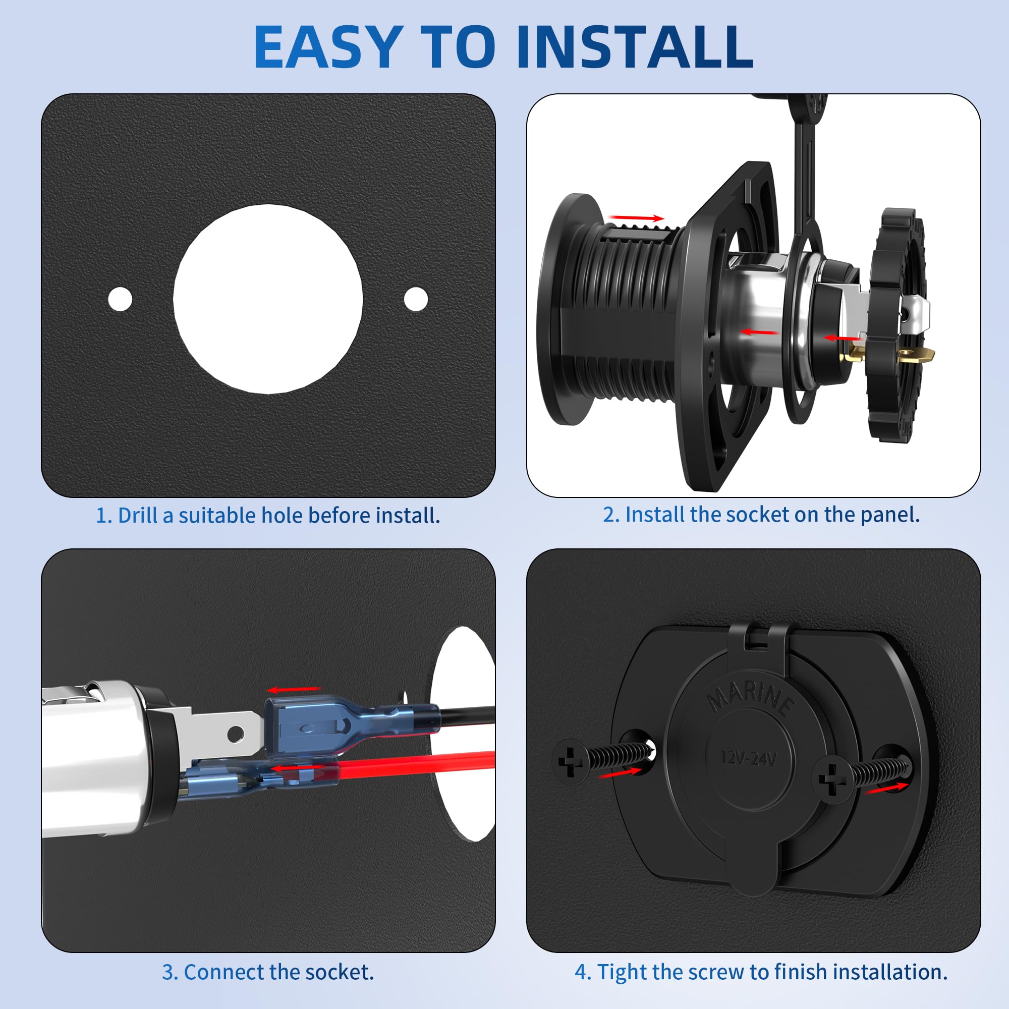 DaierTek 10A in-line fuse on red cable for added protection