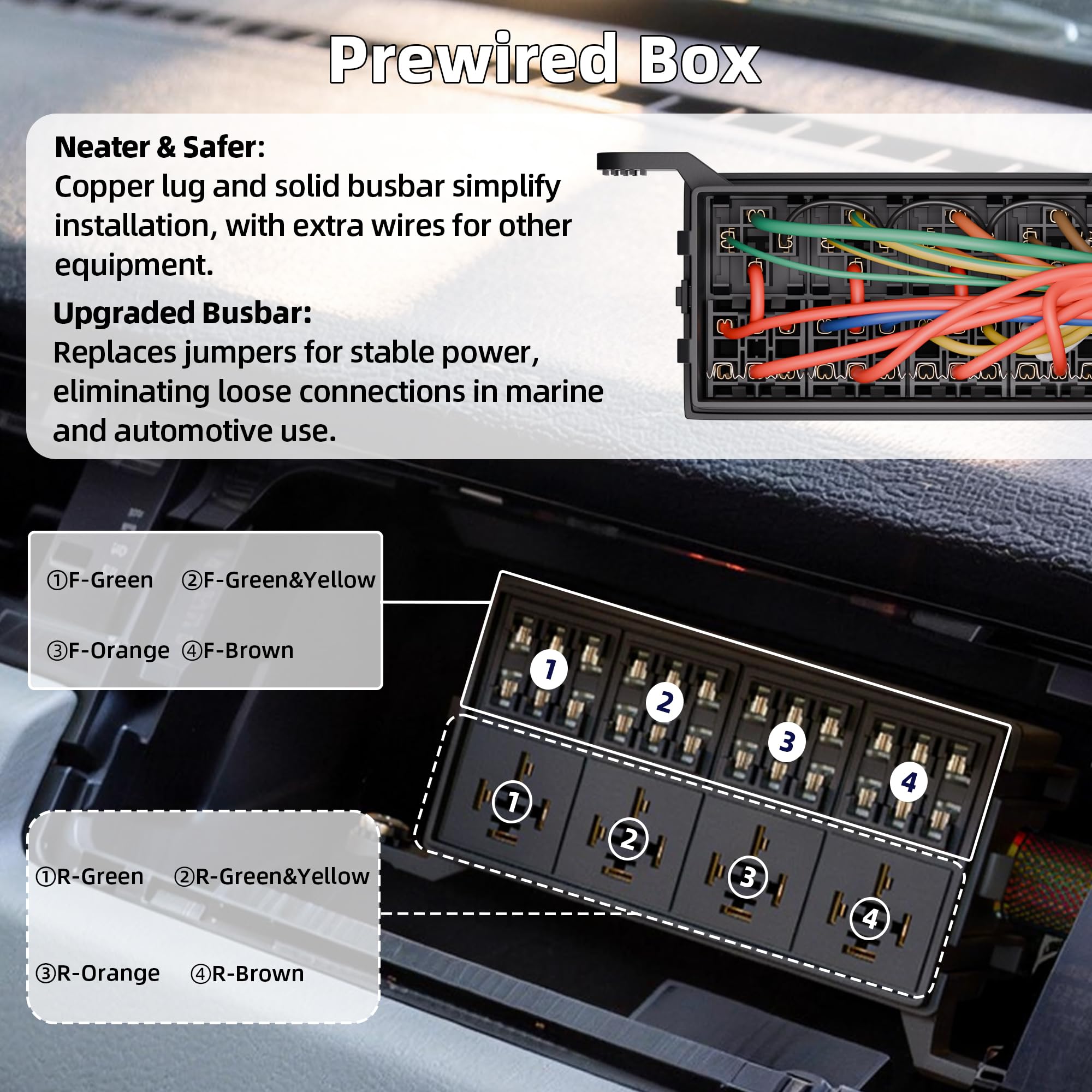 DaierTek 12 AWG high-power wiring ensures safe performance.