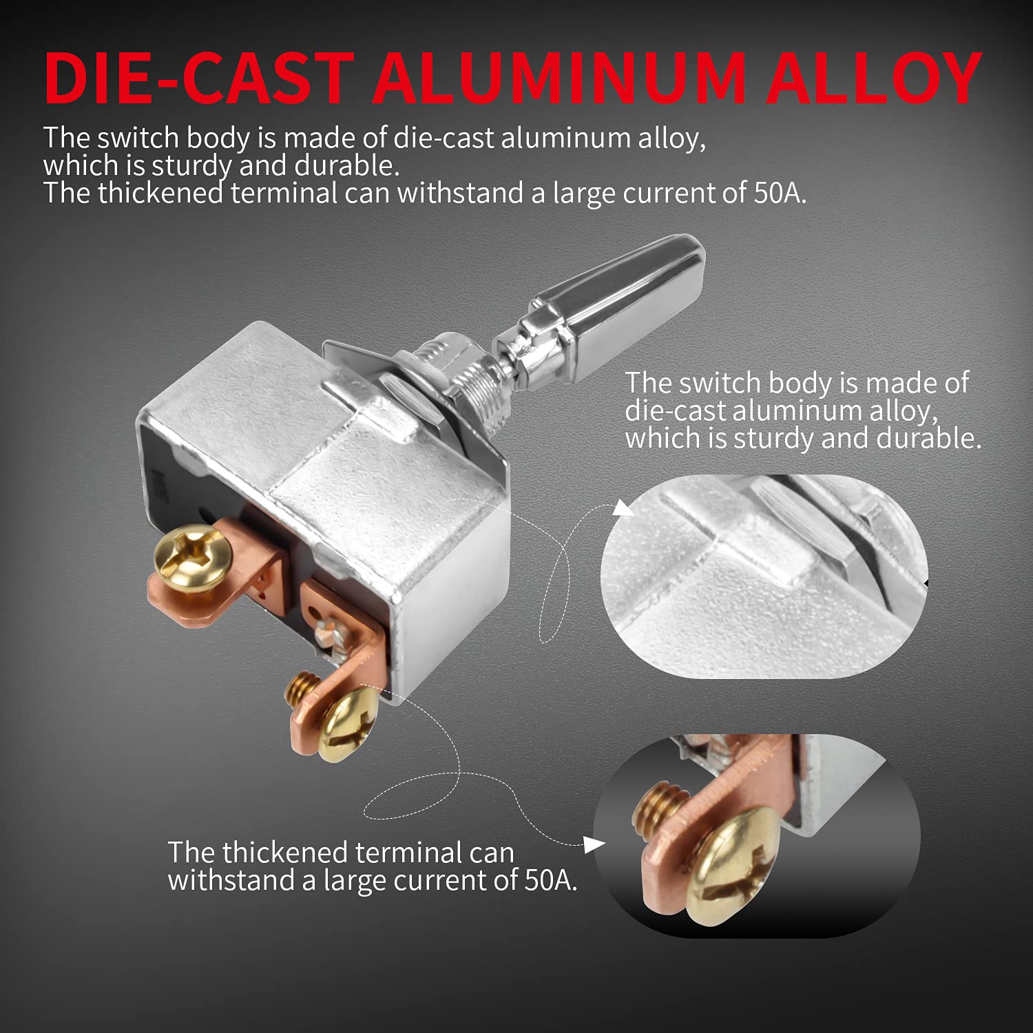 12mm mounting hole DaierTek toggle switch fits standard automotive panels.