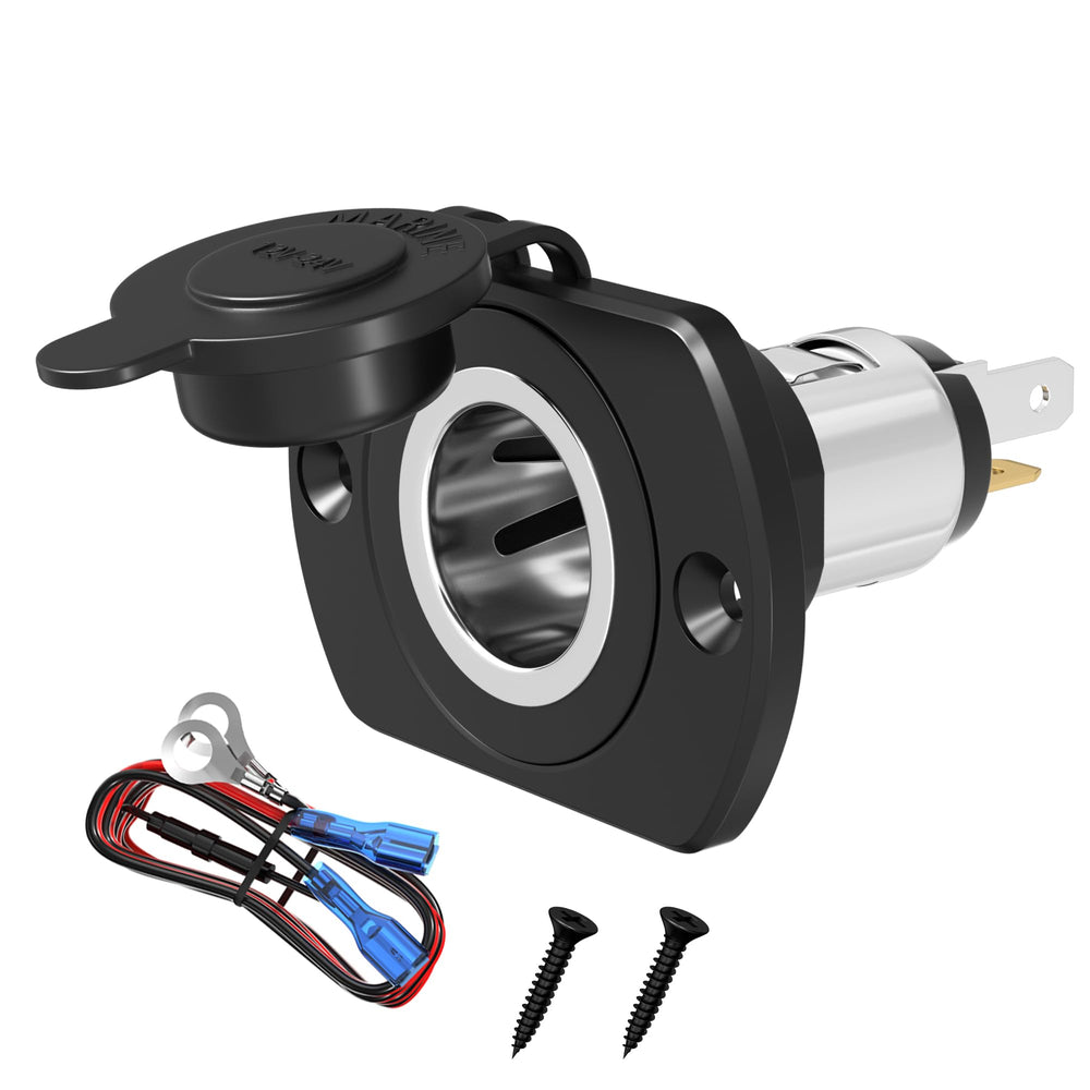 DaierTek 12V cigarette lighter socket with metal clip for quick plug installation