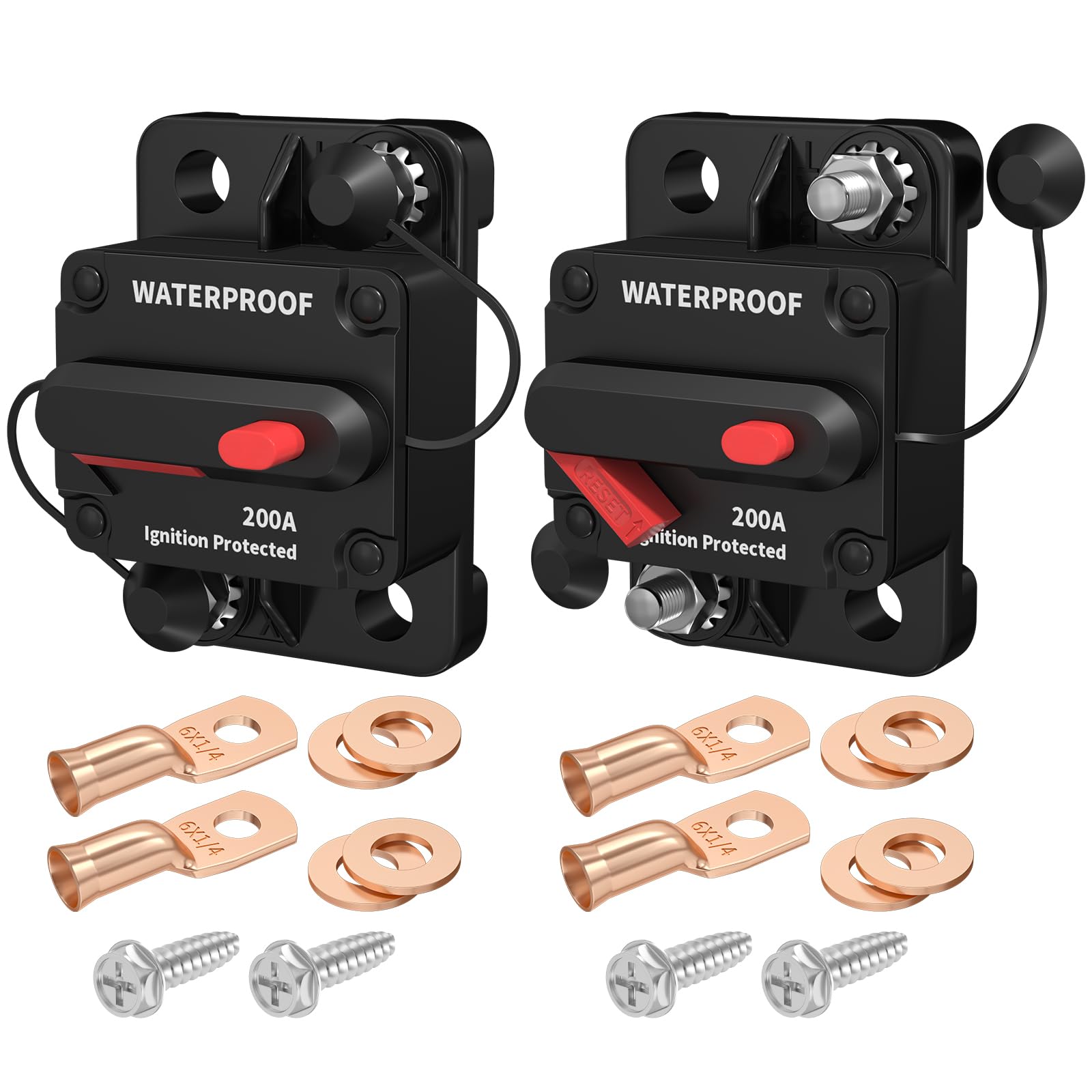 DAIERTEK 12V 200A circuit breaker with waterproof housing for marine and automotive use