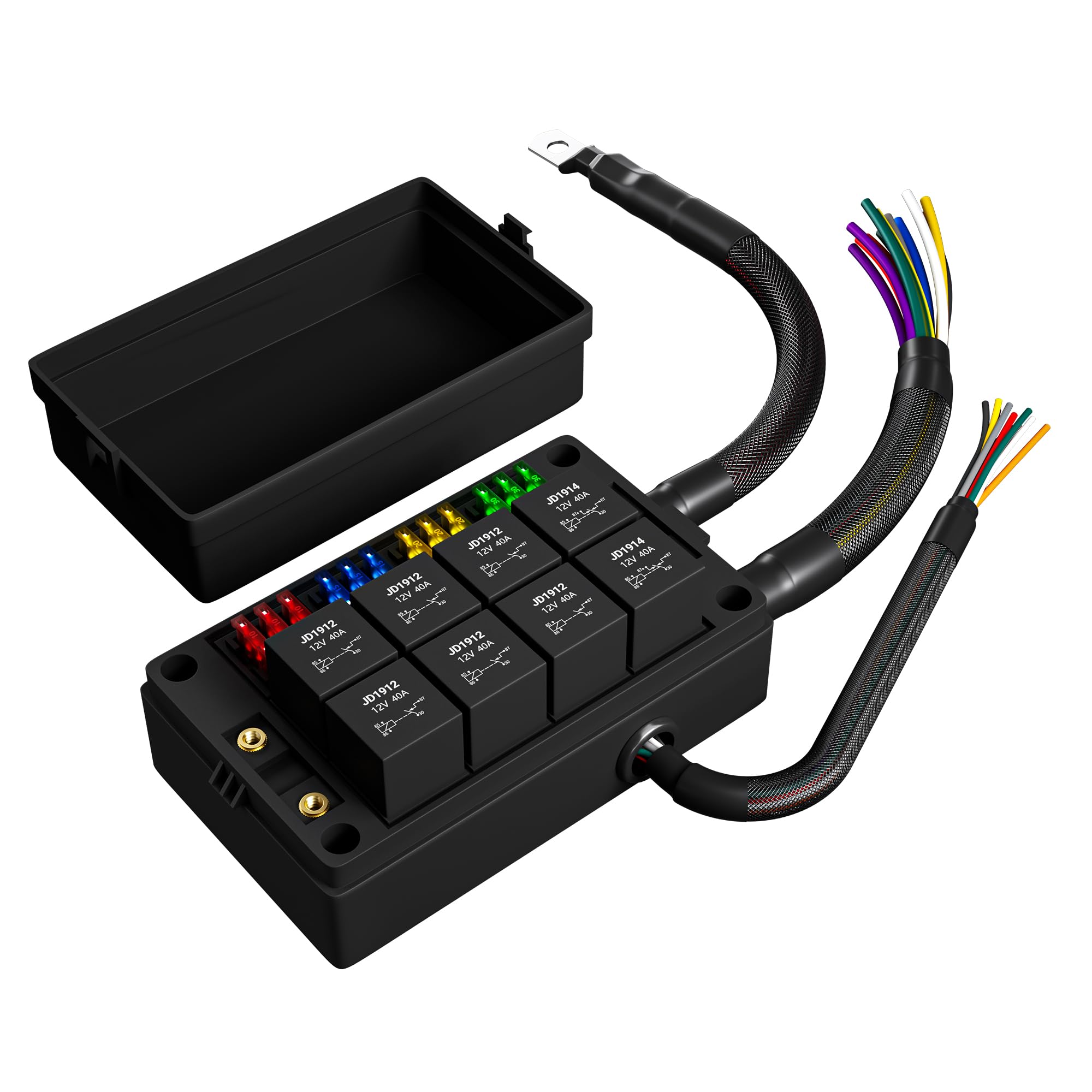 DaierTek 12V fuse box top cover protects circuits and blocks dust.