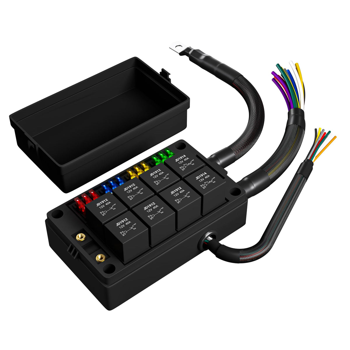 DaierTek 12V fuse box top cover protects circuits and blocks dust.