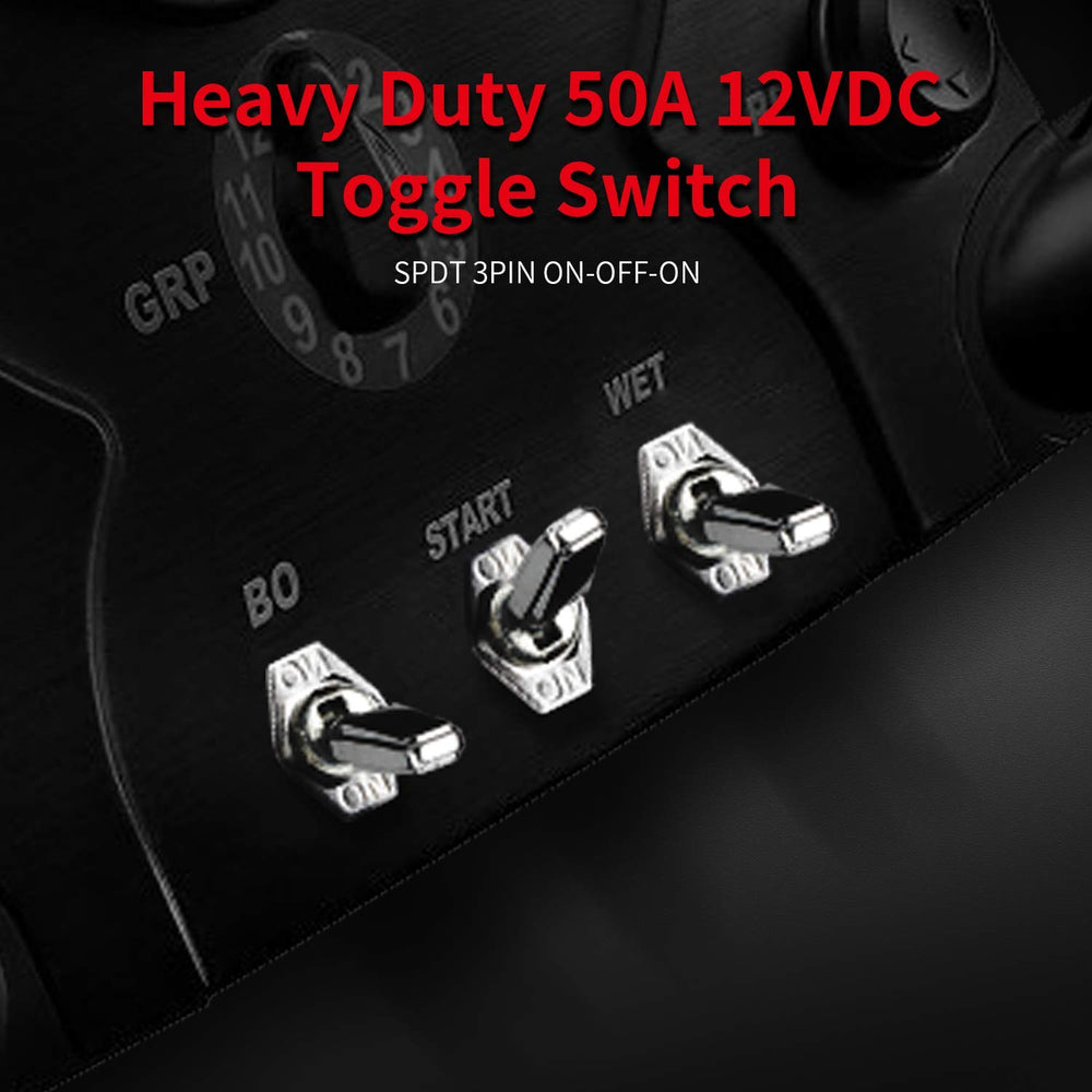 DaierTek heavy duty 50A 12V switch powering a vehicle electrical system