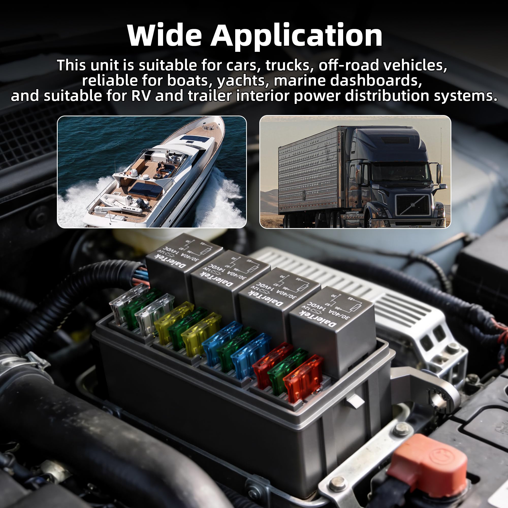 DaierTek fuse box for marine and automotive uses protects circuits.