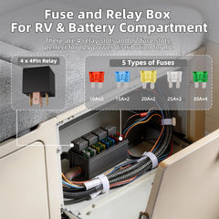 DaierTek pre-wired fuse block with relays simplifies 12V installation.