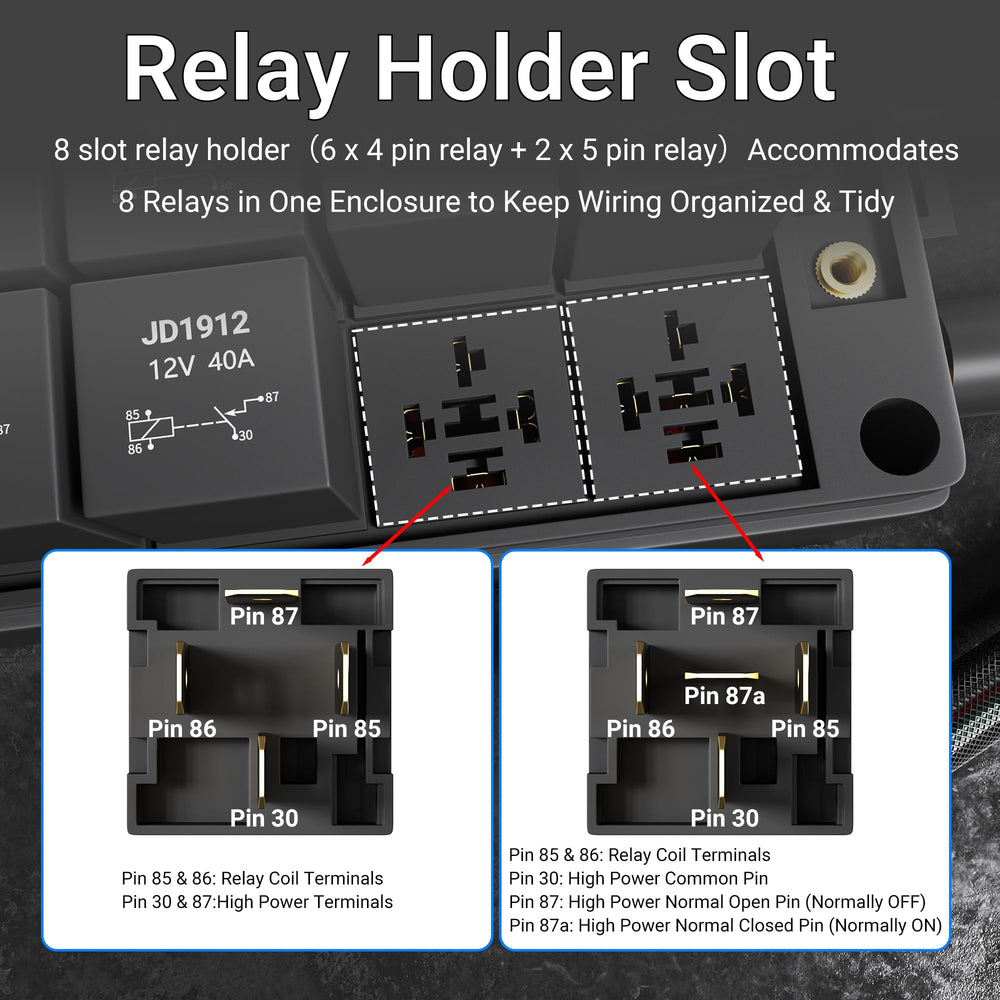 DaierTek pre-wired fuse relay box simplifies vehicle setup.