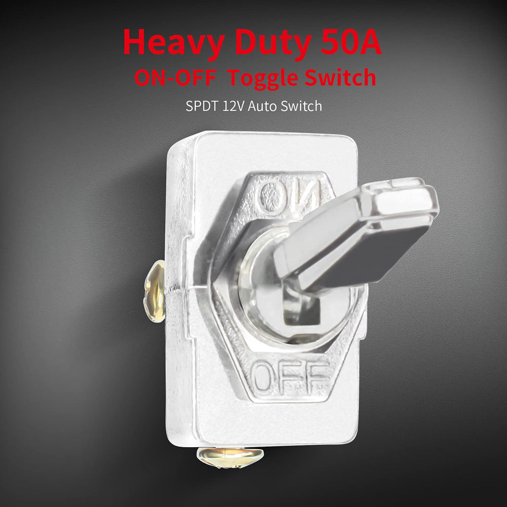 DaierTek SPST 2-pin toggle switch with metal body for quick wiring connections.