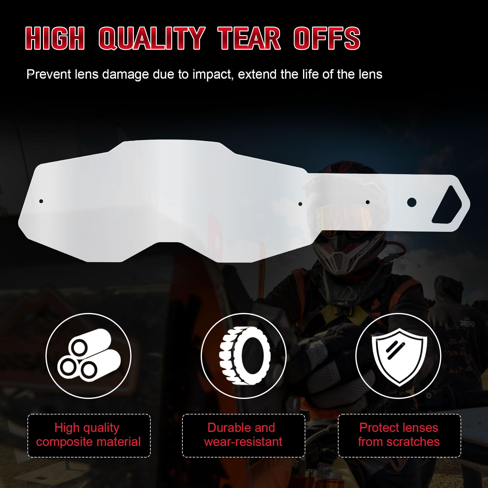 Dairrr Fuuu tear-offs fit Strata 2 for dependable trail use.