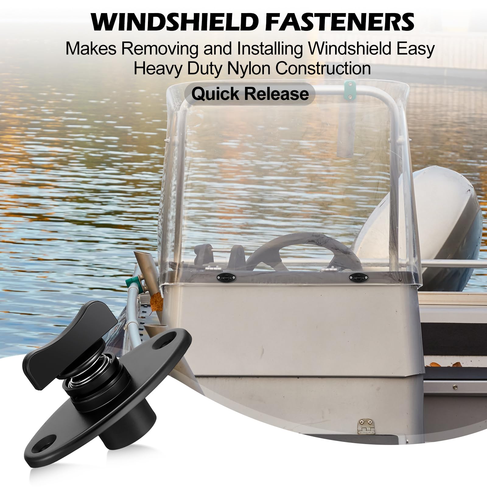 DaisyInner black plastic fasteners provide corrosion resistance in harsh marine conditions.