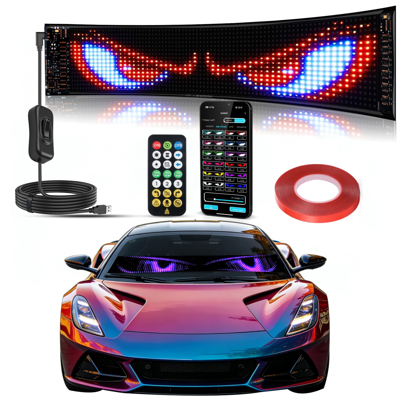 Dalattin Devil Eyes Light on windshield displays vivid colors for enhanced visibility